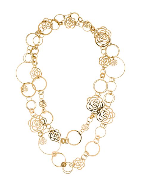 camelia pattern chanel|Chanel camellia flower necklace.